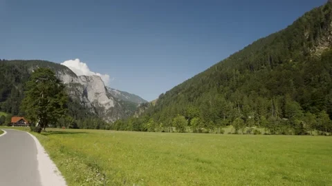 Aerial Drive Through Logar Valley, Slovenia – Scenic Road in Nature Stock Footage 315465733