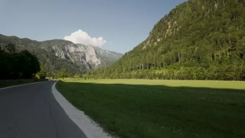Aerial Drive Through Logar Valley, Slovenia – Scenic Road in Nature Stock Footage 315465830