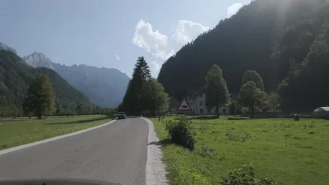 Aerial Drive Through Logar Valley, Slovenia – Scenic Road in Nature Stock Footage 315465836