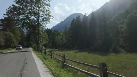 Aerial Drive Through Logar Valley, Slovenia – Scenic Road in Nature Stock Footage 315465876