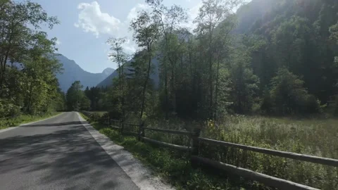 Aerial Drive Through Logar Valley, Slovenia – Scenic Road in Nature Stock Footage 315465879