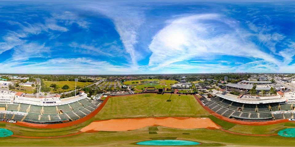 Aerial drone 360 equirectangular spherical panorama photo Ed Smi Sarasota,... Foto stock