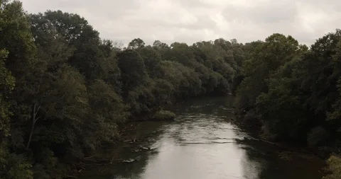 Aerial drone 4k fly over Chattahoochee River in Southeast Stock Footage 106263000
