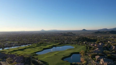 Aerial drone 4k high resolution clip of an Arizona golf course. Video stock 124017085