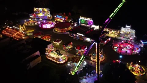 Aerial Drone 4k Video of Ben Willsons Fun Fair, Southall Park Stock Footage 185088697
