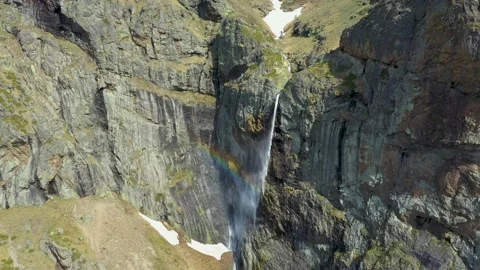 Aerial drone 4K view of Raisko Praskalo waterfall in Central Balkan Stock Footage 199434980