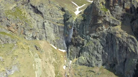 Aerial drone 4K view of Raisko Praskalo waterfall with a running rainbow Stock Footage 199823846