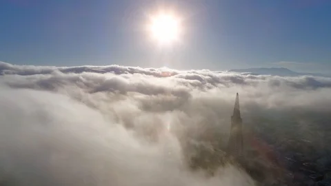 Aerial drone 4K view of a slender, tapering silhouette of the obelisk. Stock Footage 116754400