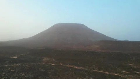 Aerial drone 4k view volcano montana roja Fuerteventura east coast Stock-Footage 170203980