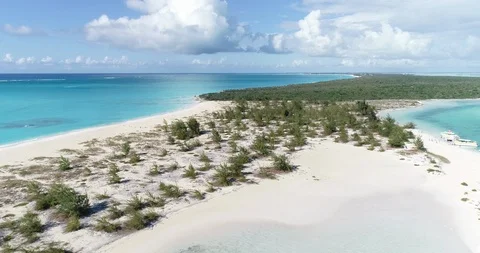 Aerial Drone 60fps Beach Waves blue water Boats Tropical 3 Stock Footage 105868536