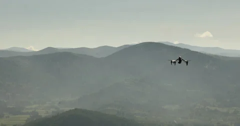 Aerial drone with an action camera at Hill station Stock Footage 290485106
