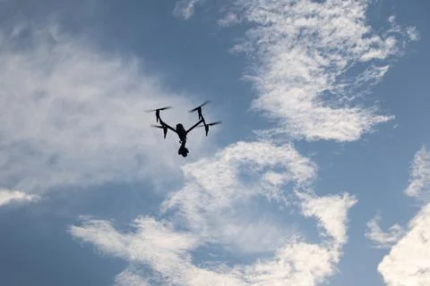 Aerial drone with an action camera Stock Photos