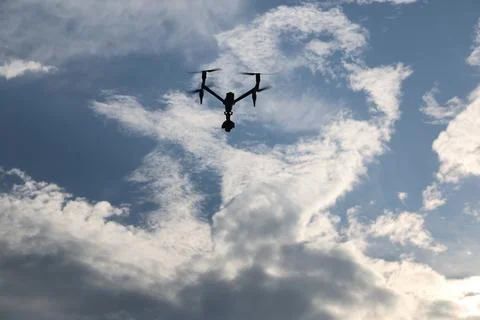 Aerial drone with an action camera Stock Photos