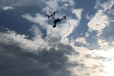 Aerial drone with an action camera Stock Photos