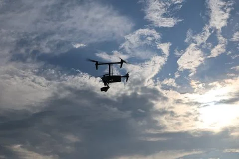 Aerial drone with an action camera Stock Photos