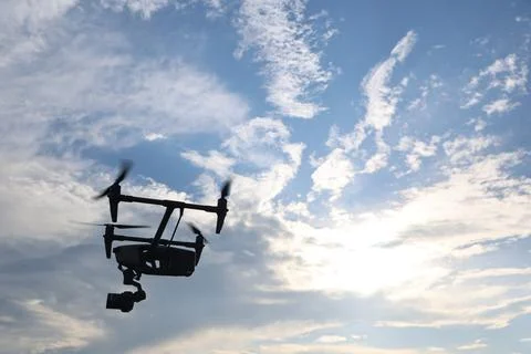 Aerial drone with an action camera Stock Photos