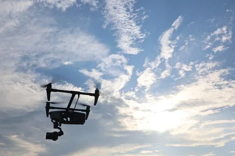 Aerial drone with an action camera Stock Photos