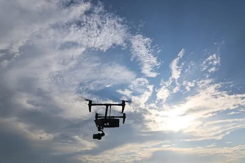 Aerial drone with an action camera Stock Photos
