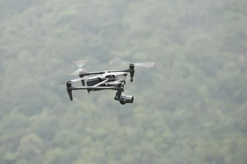 Aerial drone with an action camera Stock Photos
