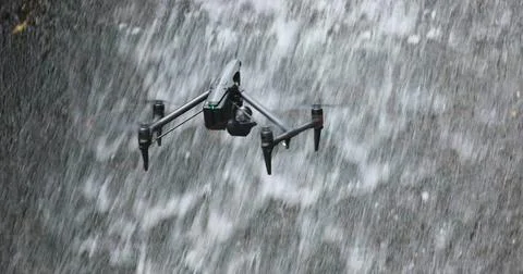 Aerial drone with an action camera Stock Photos