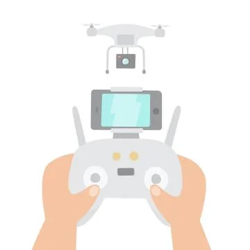 Aerial drone and drones controller. Stock Illustration
