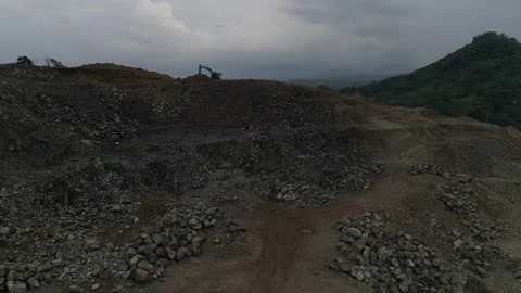 Aerial Drone Approach Excavator Mining Site 4K Vídeos de archivo 338066838