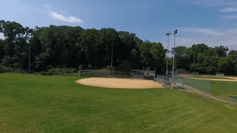 Aerial Drone Approaching Empty Baseball Field Stock-Footage 112273984
