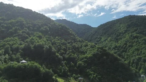 Aerial Drone Ascending Over Forested Mountains, Chorokhi Valley, Georgia 4K Stock Footage 341369148