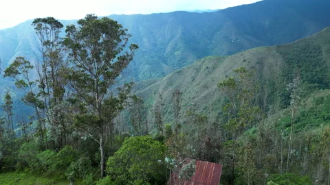 Aerial Drone Ascent From Rustic Mountain Cabin to Epic Andean Peaks Near 스톡 동영상 331122561