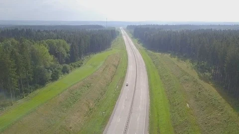 Aerial Drone Beatiful View Of Forest Road Stock Footage 93152792