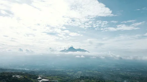 Aerial Drone of Blue Sky Clouds and Mountain Range Stock Footage 309172654