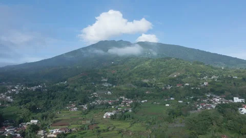 Aerial Drone of Blue Sky Clouds and Mountain Peaks Stock Footage 309323062
