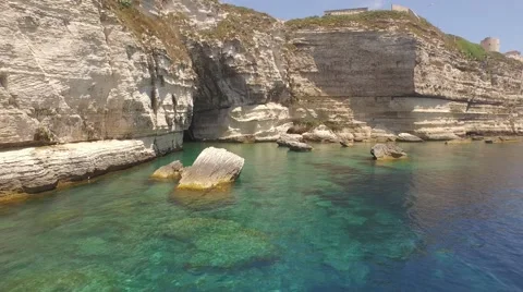 Aerial Drone bonifacio cliffs Stock Footage 61701677