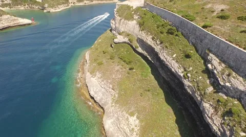 Aerial Drone Bonifacio Cliffs Stock Footage 61710038