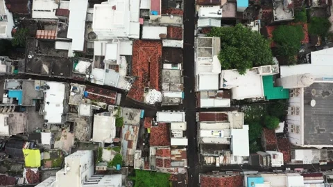 Aerial drone camera moving from Para Bazar Street Market in Rajkot to Raya 스톡 동영상 248507279