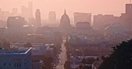 Aerial Drone City Hall, City Skyline San Francisco At Sunrise Stock Footage