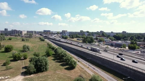 Aerial Drone Clip Looking Down .Riga,LAtvia Stock-Footage 260724379