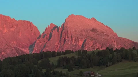 Aerial drone close up view of the mountain peak of Alpe di Siusi, Dolomites Stock Footage 168560014