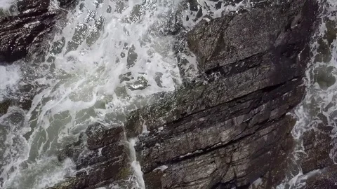 Aerial Drone closeup Footage of waves crashing Stock Footage