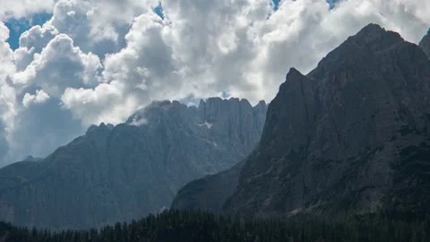 Aerial drone cloudy view of Monte Antelao peak Dolomites Alps Mountains Italy 動画素材 168560055