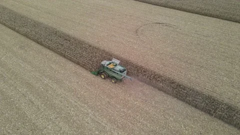 Aerial drone combine corn Stock Footage 201493716