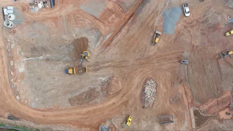 Aerial drone construction site with motion Stock Footage 177074751