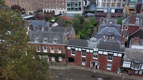 Aerial Drone Devon and Exeter Institution England City Cathedral Vídeo Stock 220788217
