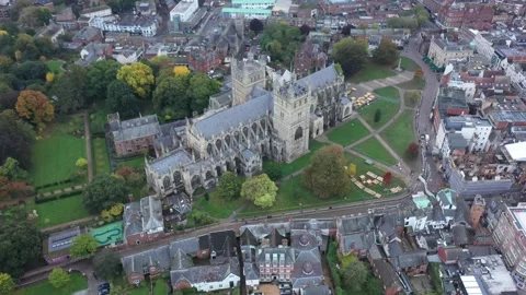 Aerial Drone Devon Exeter City Cathedral England Construction 動画素材 220788224
