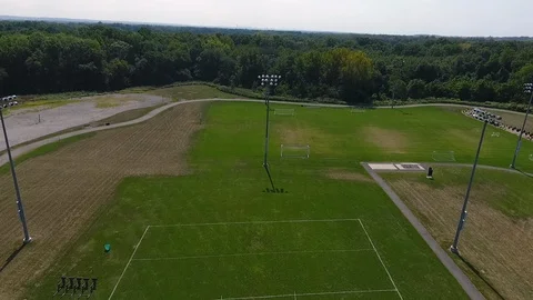 Aerial Drone Empty Practice Field Stock-Footage 112274569