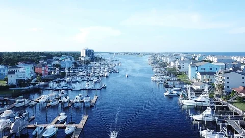 AERIAL: Drone exploring from doc Stock Footage 94278254