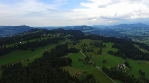 Aerial drone flight above Bregenzerwald, Austria Stock Footage