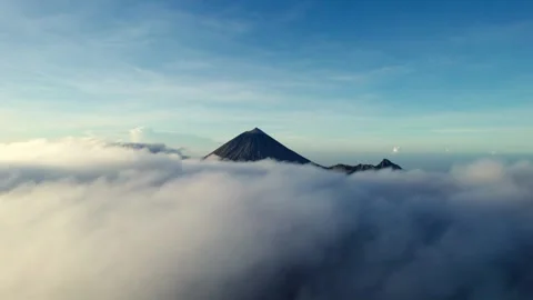 Aerial Drone Flight Above the Clouds – Mount Inerie View Stock Footage 298009027