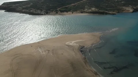 Aerial drone flight above Prasonisi, Rhodes Stock Footage 170966283