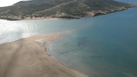 Aerial drone flight above Prasonisi, Rhodes Video stock 170967281